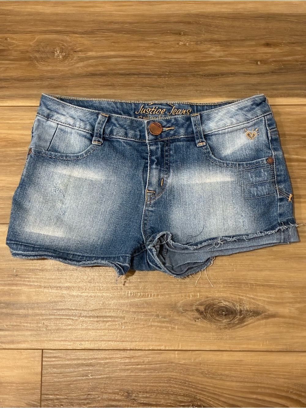 Justice Girls Denim Cutoff Light Wash Jean Shorts Size 14R